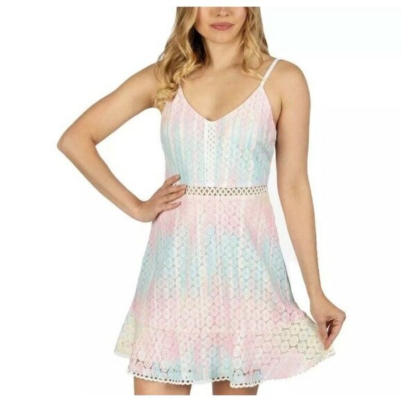 NWT Speechless Rainbow Lace Short Summer Mini Dress Juniors Size XS - Picture 1 of 6